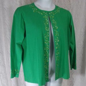 Jeevan  2pc Cardigan jacket  Tank Top SET Green Size L   NWOT